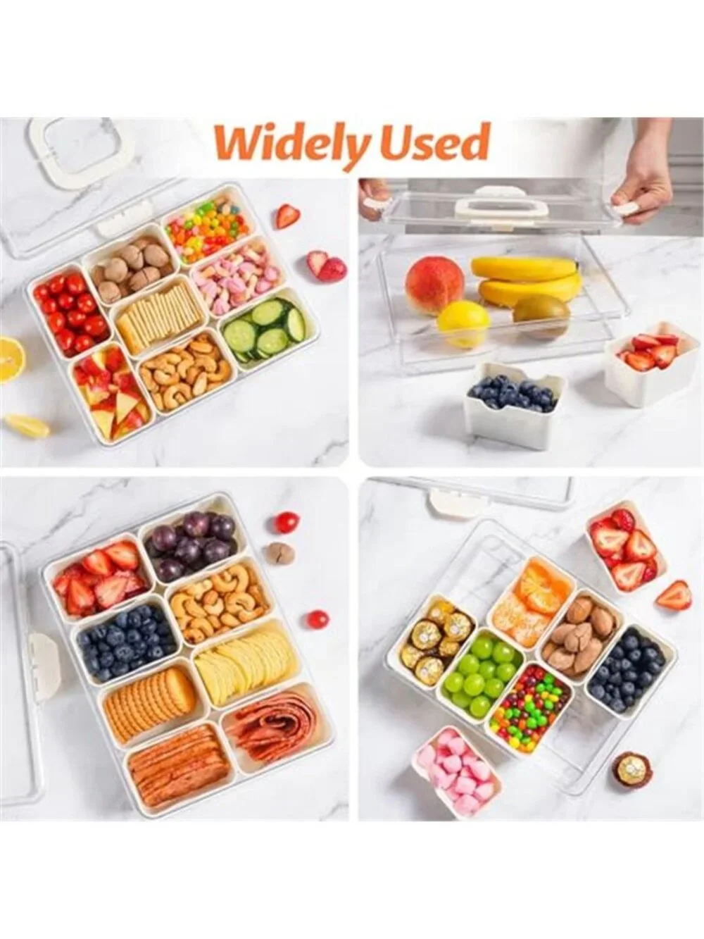 2Pack Snackle Box Containers Dishwasher Safe Divided Serving Tray with Lid
